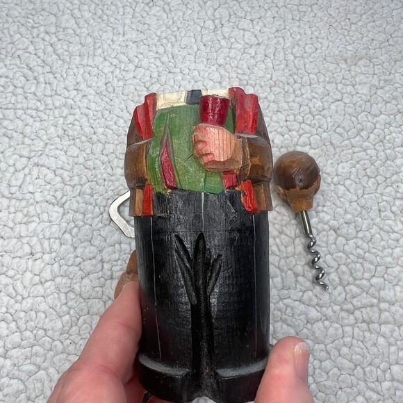 Vintage Wooden Carved 1959 Corkscrew Bottle Opener - Picture 8 of 11